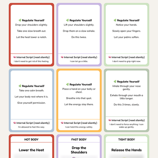 Self Regulation Deck for Parents