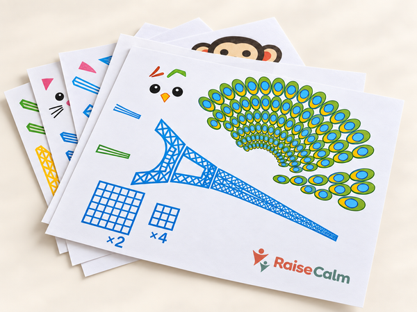 Template sheets with Eiffel tower and peacock patterns